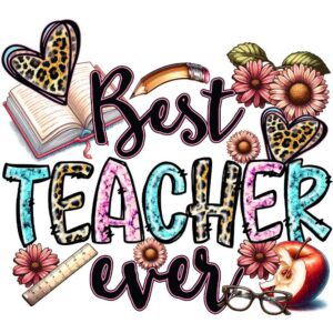 Heat transfers Iron on stickers  teacher 24 for Tshirts Iron on Decal Patches Stickers Clothes Hat Pillows DIY Crafts