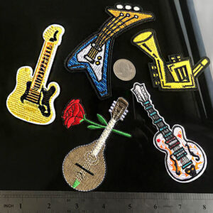 Musical instrument cloth sticker cartoon guitar embroidery clothing shoes and hats DIY embroidery patch.