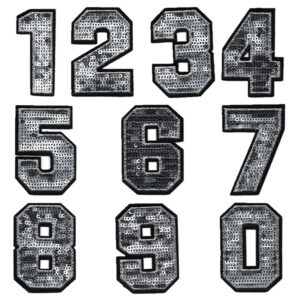 silver sequin cloth sticker 0-9 clothes and pants number marked decorative repair
