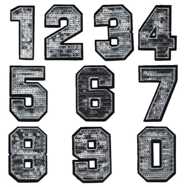 silver sequin cloth sticker 0-9 clothes and pants number marked decorative repair