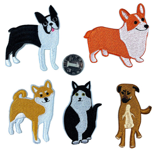 Animal Embroidery Cloth Sticker Husky Shiba Dog Embroidery Badge hat sock Clothing School Bag Patches Sticker DIY Adhesive