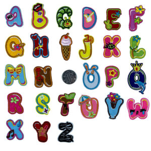 Cartoon 26 English letters cloth sticker animals hat sock clothing accessories adhesive DIY Patches sticker