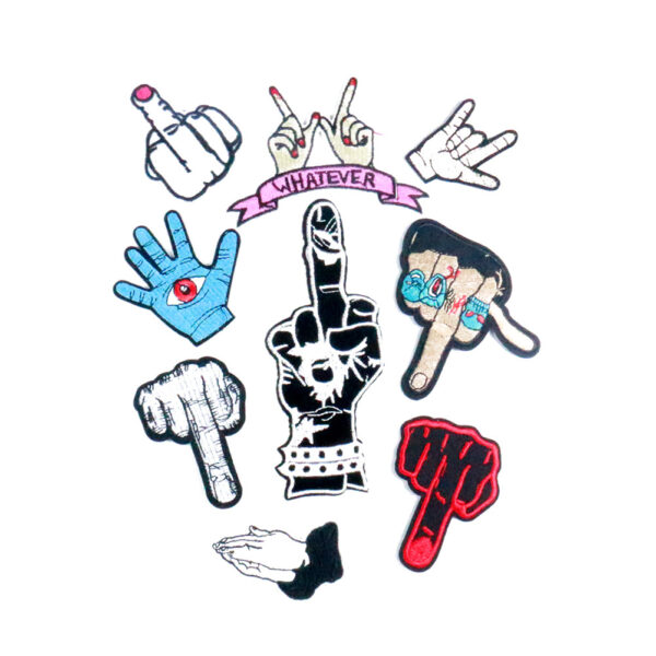 middle finger embroidery cloth sticker style gesture clothing accessories adhesive embroidery badge patch