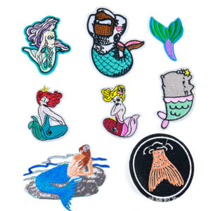 Cartoon American Mermaid Poseidon Pearl Adhesive Embroidery Cloth Sticker hat sock Clothing Accessories