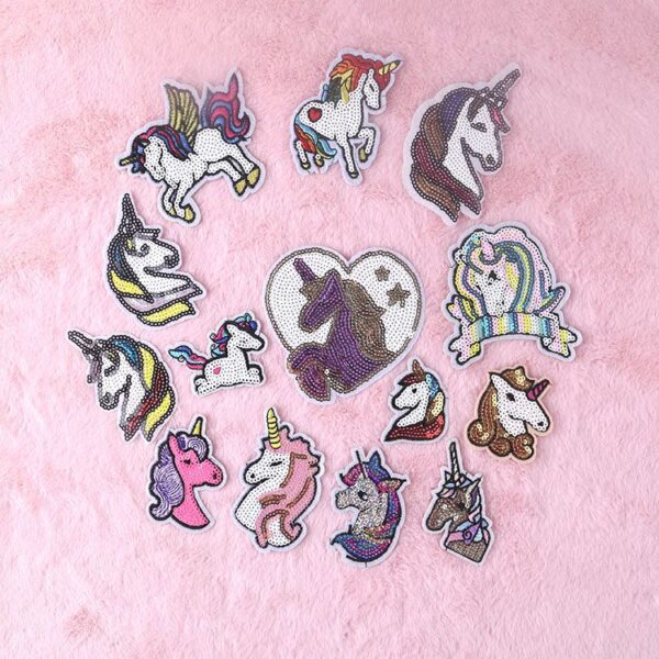 DIY Patches sticker cute animal unicorn embroidery cloth sticker beads embroidery ironing sticker