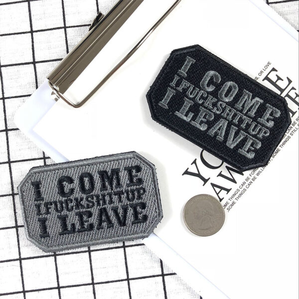 Badge here I come here I go replaceable English letters cloth sticker