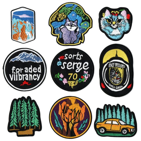 handmade DIY embroidery Patches simple and cat mountain river series embroidery cloth sticker