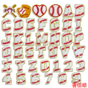 7cm softball alphanumeric cloth sticker embroidery A-Z 26 English stickers ironing embroidery flower patch
