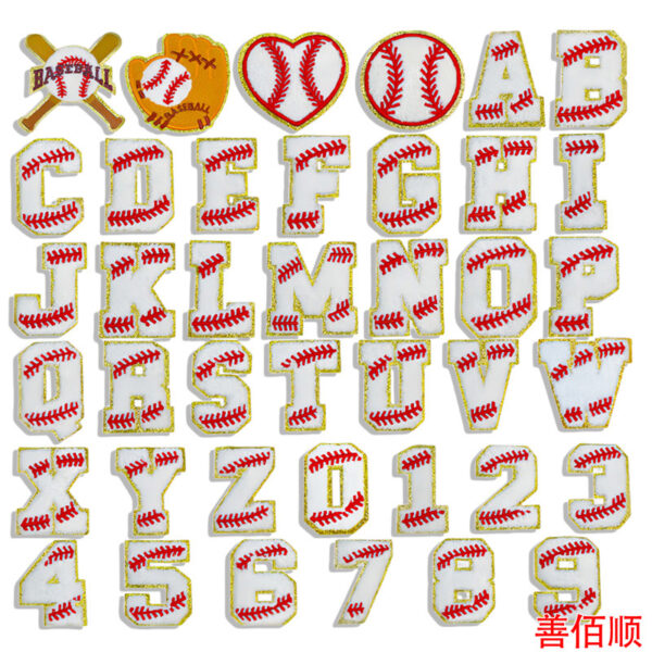 7cm softball alphanumeric cloth sticker embroidery A-Z 26 English stickers ironing embroidery flower patch