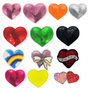 Embroidery Label Love Series Sequin Bead Embroidery Cloth Sticker