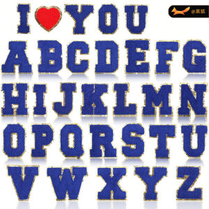 royal blue English letter embroidery cloth sticker embroidery label ironing embroidery sticker 8cm letter Patches sticker