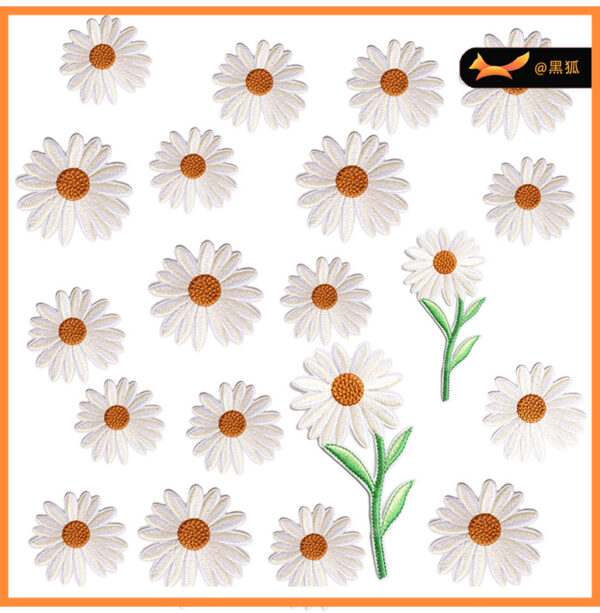 white daisy embroidery cloth sticker embroidery label ironing bag sticker