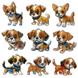 cartoon puppy series embroidery cloth sticker cute embroidery hat sock clothing accessories Patches sticker