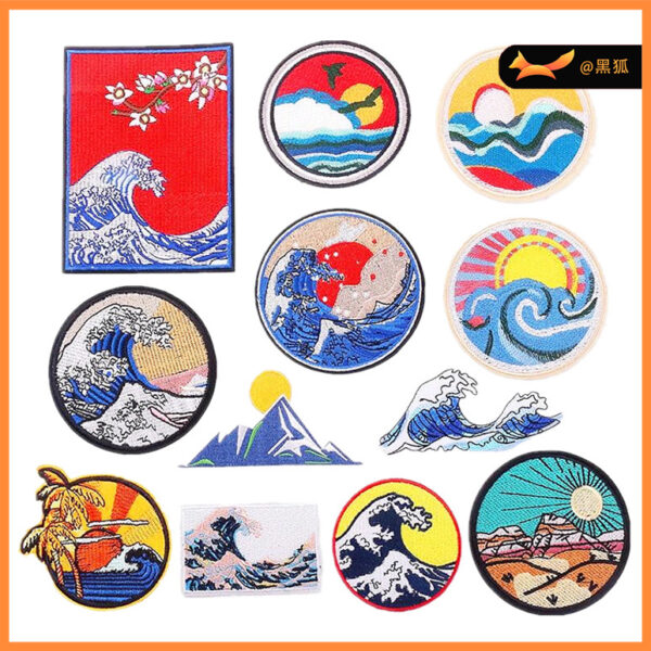 cloth sticker mountain and river map embroidery sticker ironing badge  cartoon embroidery Patches decal