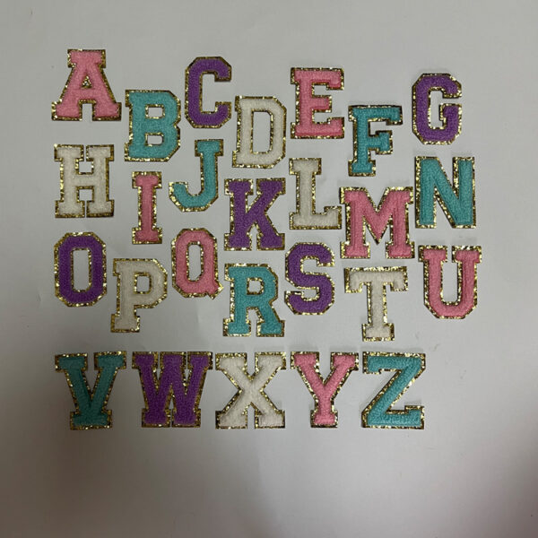6.5cm 5.5cm Embroidery Letters A-Z GBottom Double Embroidery Adhesive Sticker