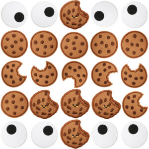 Funny eye beads embroidery iron on patches embroidery labels who steals biscuits decorative patches glassess