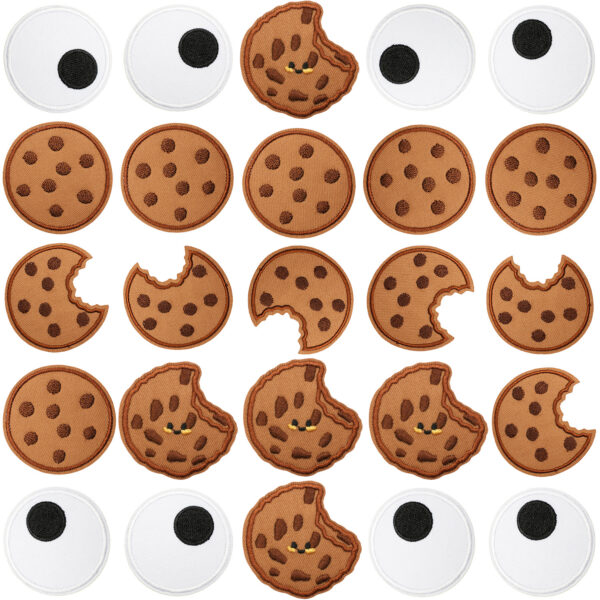 Funny eye beads embroidery iron on patches embroidery labels who steals biscuits decorative patches glassess