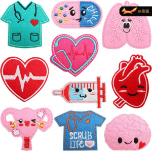 Syringe embroidery cloth sticker cartoon medical Patches sticker heart lung decoration embroidery patch