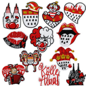 red cartoon embroidery cloth sticker ironing clown English crown embroidery decorative accessories