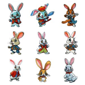embroidery cloth sticker holiday dress Patches sticker embroidery label cute rabbit clothes sticker.