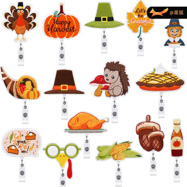 embroidery stickers hedgehog embroidery iron on patches Thanksgiving patches maple leaf embroidery labels