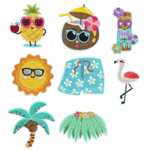 summer set sun coconut embroidery cloth sticker cartoon clothing accessories adhesive DIY Patches sticker