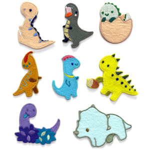 Self-adhesive embroidery label animal dinosaur cartoon cloth label clothing accessories Patches sticker DIY clothes decoration sticker