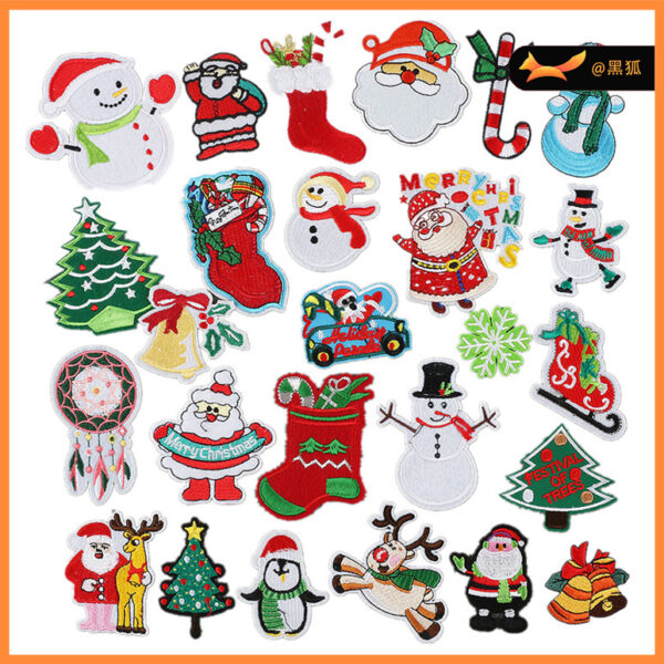 Santa Embroidery Cloth Sticker Christmas Crystal Ball Series Embroidery Cloth Sticker Ironing Patches Sticker