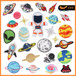 embroidery cloth sticker embroidery label rocket decoration  cartoon embroidery sticker planet Patches sticker