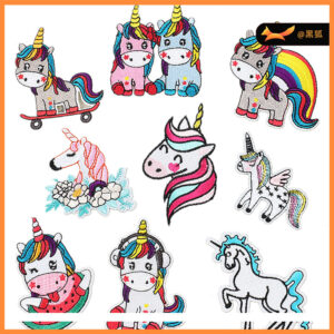 unicorn embroidery cloth sticker cute Trojan horse embroidery label children Patches sticker cartoon  ironing