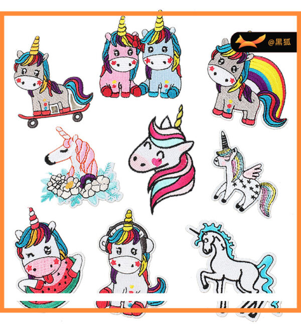 unicorn embroidery cloth sticker cute Trojan horse embroidery label children Patches sticker cartoon  ironing