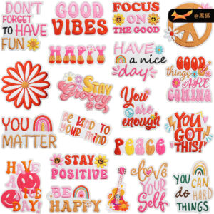 Inspirational Phrases embroidery iron on patches Clothes Decoration Choice Happy Quotes Patches Stickers Trust Yourself Embroidery Labels