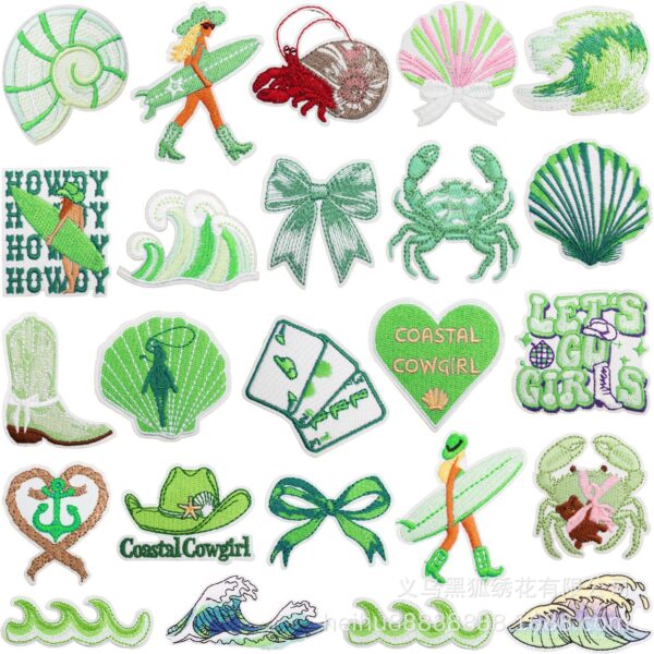 Clear Summer Beach Series embroidery iron on patches Seagull Patches Stickers Luggage Vacation Decoration iron on patches