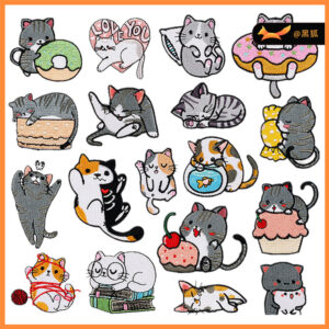 cartoon kitten embroidery cloth sticker lazy cat ironing cat Patches sticker
