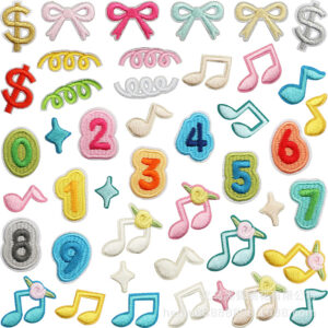 Spring embroidery cloth sticker size Patches sticker DIY decorative cloth sticker music note embroidery label ironing