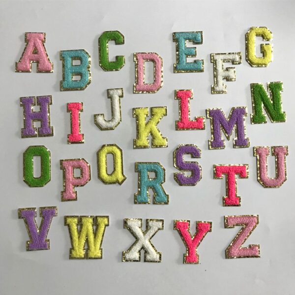 5.5cm self-adhesive embroidery English alphabet gbottom double layer embroidery