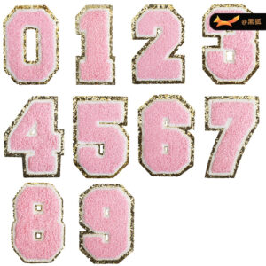 8cm pink word embroidery Patches sticker bag decoration embroidery cloth sticker heat transfer