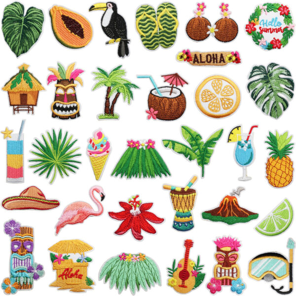 summer beach embroidery cloth sticker Hawaiian embroidery travel sticker