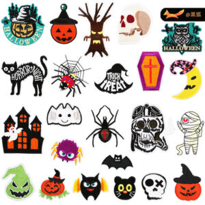 Ghost tree monster embroidery cloth sticker pumpkin cartoon spider Patches sticker holiday decoration mummy embroidery sticker heat transfer