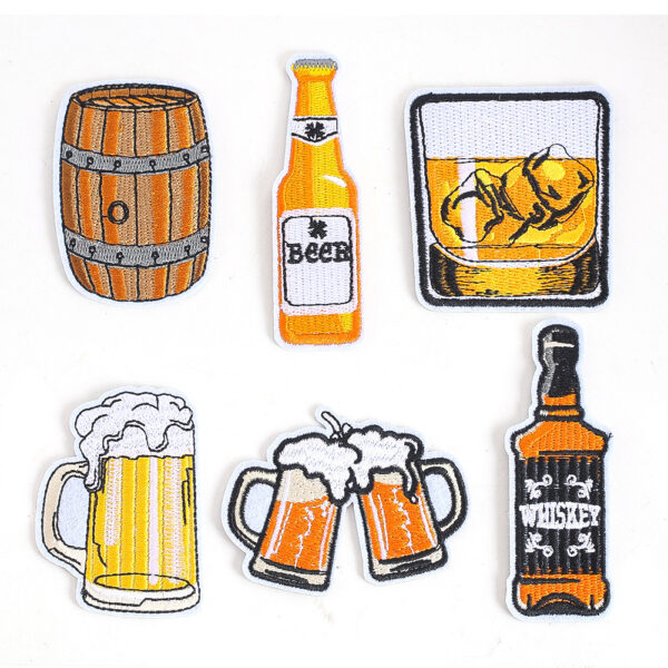 Cartoon beer embroidery cloth sticker clothing accessories set adhesive DIY badge decorative patch