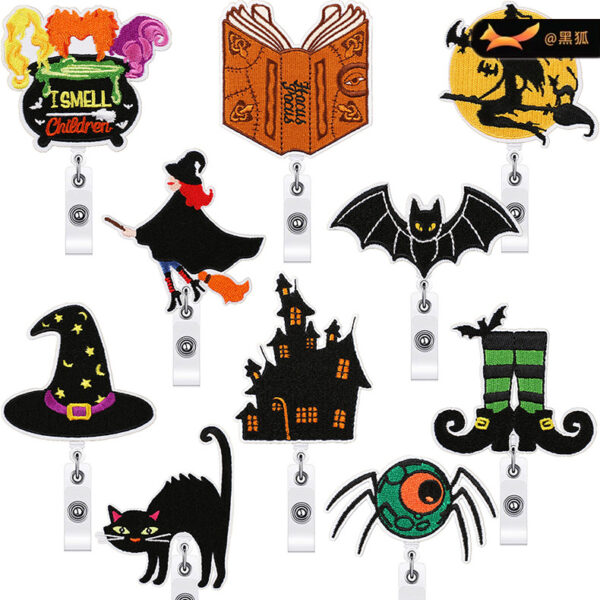 Halloween Snap Mask Magician Embroidery Cloth Sticker Horror Castle Patches Sticker Witch Embroidery Badge