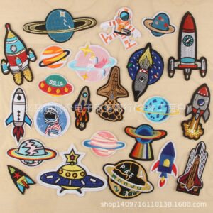 Space decoration embroidery Patches cloth sticker flower cartoon sticker badge sticker rocket sticker planet sticker clothes cloth sticker ironing sticker