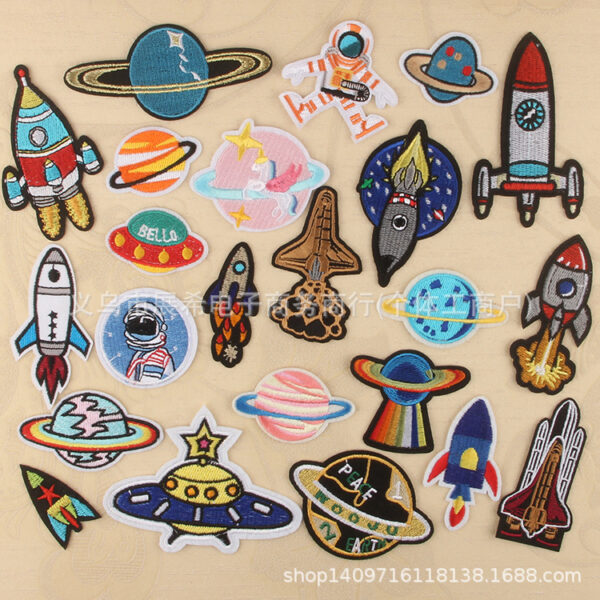 Space decoration embroidery Patches cloth sticker flower cartoon sticker badge sticker rocket sticker planet sticker clothes cloth sticker ironing sticker