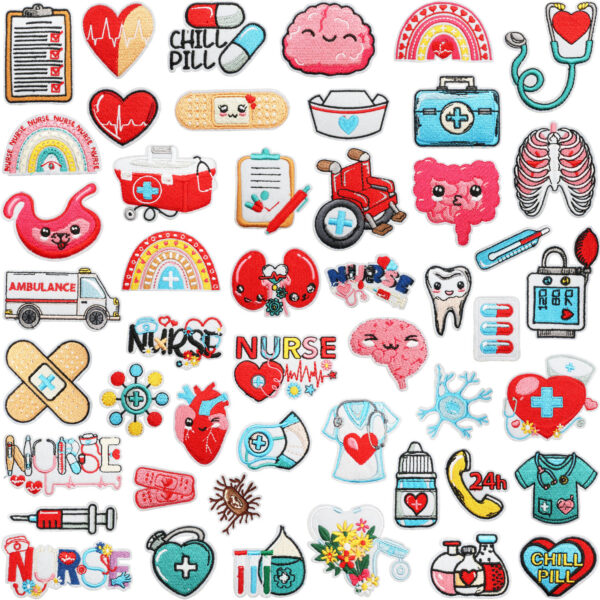 medical care embroidery Patches sticker cartoon stethoscope nurse decorative embroidery cloth sticker first aid kit
