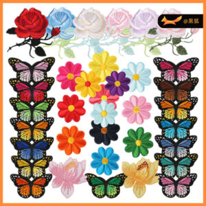 lotus embroidery cloth sticker embroidery label rose Patches sticker