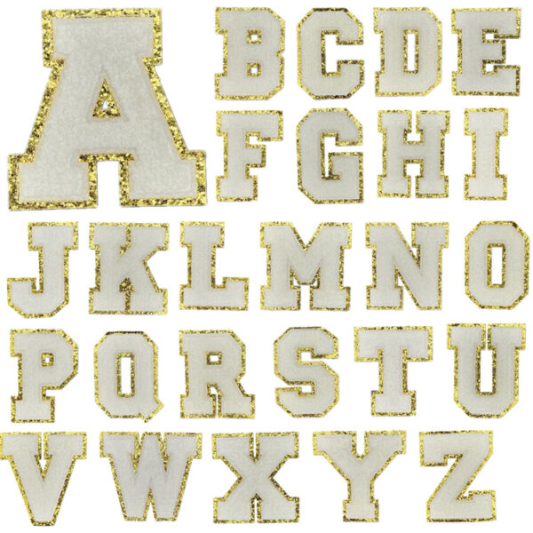 8cm sticker English letters Glitter embroidery Patches sticker embroidery label Ironing sticker