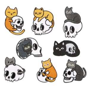 embroidery label embroidery sticker  cartoon skull cat clothing accessories DIY hand account Patches cloth sticker