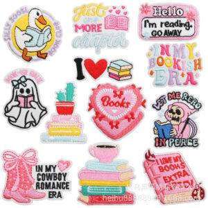 cartoon reading book embroidery cloth sticker school decoration embroidery Patches sticker hat sock shoes and hats DIY cloth sticker