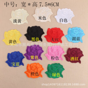 (Medium) Rose flower cloth sticker Patches sticker commonly used in hotels embroidery sticker clothes decoration sticker flower Patches hole embroidery