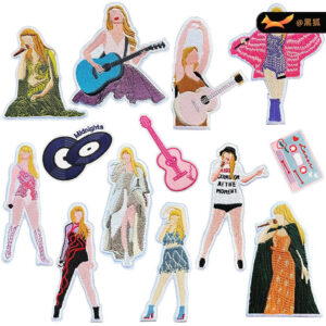 Embroidery Cloth Sticker Bag Decorative Patches Sticker Guitar Music Embroidery Patches Heat Transfer